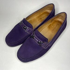 RARE VTG Ralph Harrison Italy Purple Leather Suede Loafers Snaffle Sz 7.5 Corp
